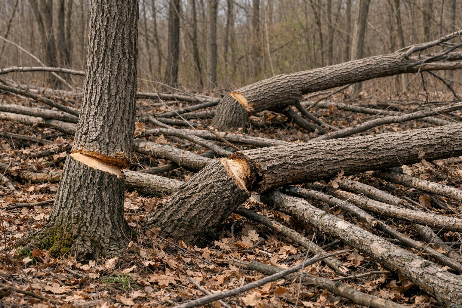 Hinge Cutting for Deer Habitat on Small Acreage